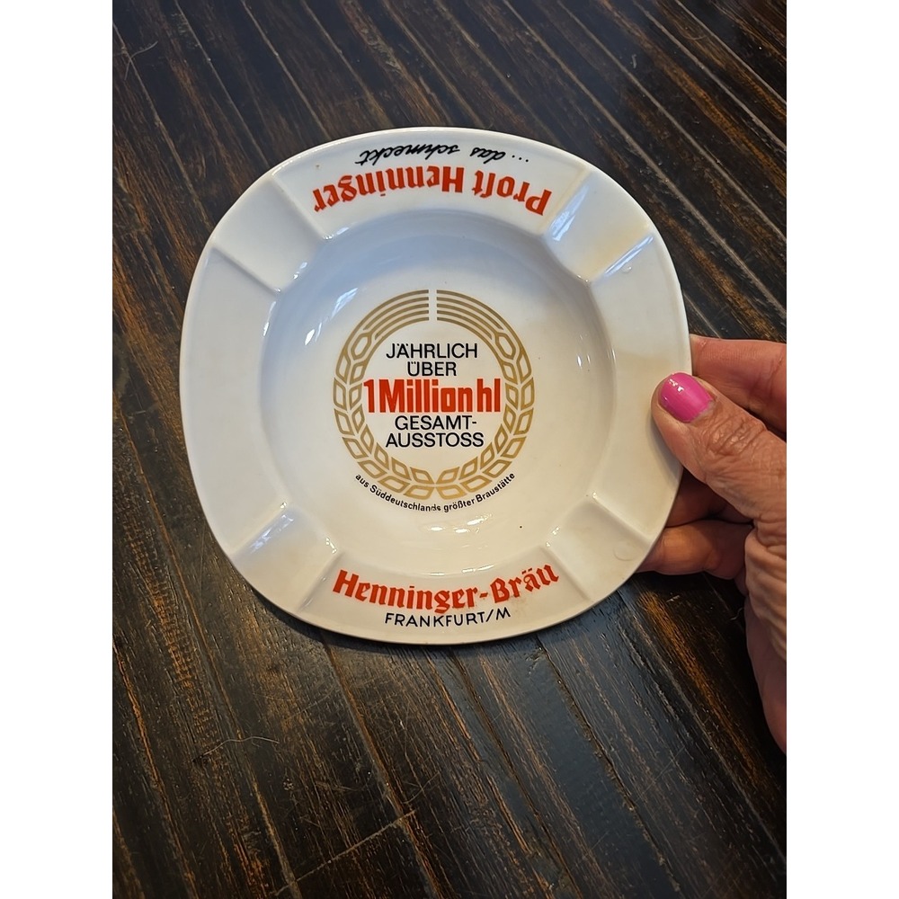 Henninger Brau Ceramic Ashtray Proft‎ Henninger Emil Sahm Plankenhammer Germany